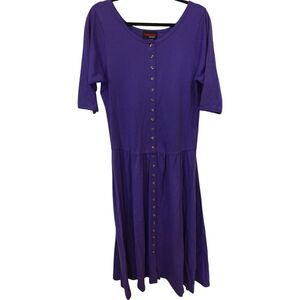 Sunbelt Sportswear Button Up Scoop Neck Short Sleeve Purple Women's Dress